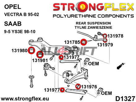 136235A Kit completo di boccole in poliuretano per sospensioni SPORT - Opel / Vauxhall B (95-02)