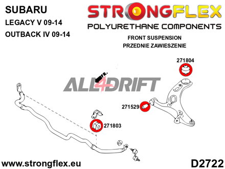 271804B Boccola posteriore del braccio oscillante anteriore - Subaru Legacy V / Outback IV (09-14) BM BR