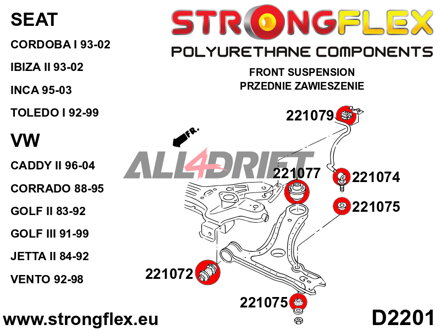 221072B Boccola anteriore del braccio oscillante 30mm Audi / VW / Škoda
