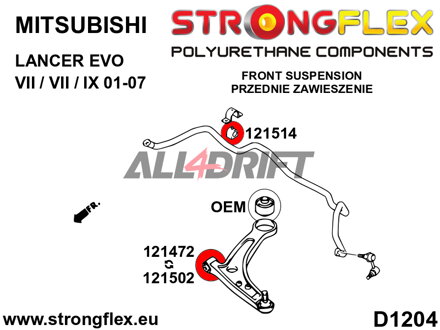 126144A: Kit completo boccole assale SPORT - Mitsubishi VII / VIII / IX (01-07)