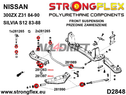 281263A Boccola interna braccio oscillante anteriore 34mm SPORT - Nissan V (88-98) S13