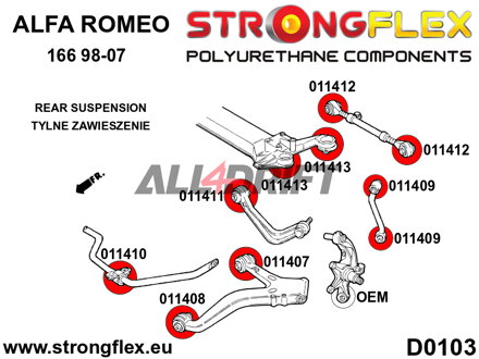 016259B: Kit Boccole Telaietto Posteriore - Alfa Romeo 166 (99-07) type 936