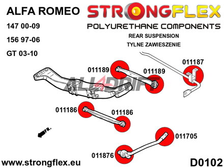 011186B: Boccola anteriore del braccio sospensione assale posteriore - Alfa Romeo 147 (00-10) type 937