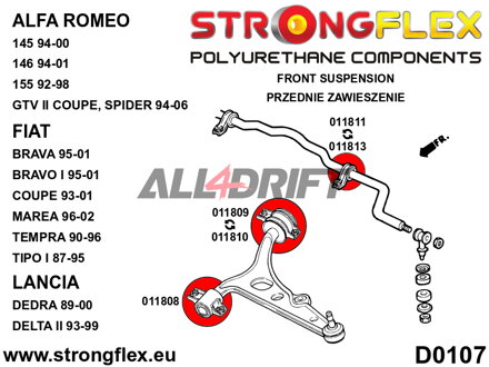 011808B Braccio oscillante inferiore anteriore - boccola anteriore