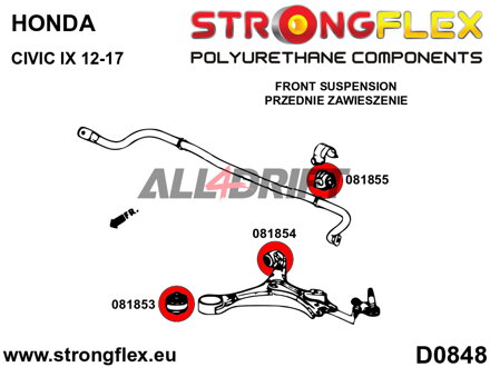 081855B: Boccola della barra stabilizzatrice anteriore - Honda IX (15-17) FK2 Type R