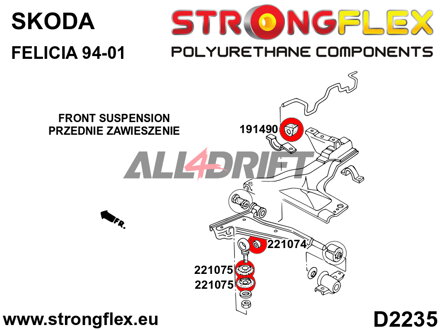 221075A Silentblok uložení předního oka šroubu SPORT - Seat I (93-02) 6K