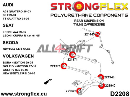 221445B Silentblock barra stabilizzatrice posteriore Audi / VW / Škoda