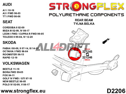 221245B Boccola assale posteriore 72mm Audi / VW / Škoda
