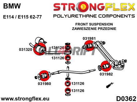 031980B Boccola anteriore tirante stabilizzatore su supporto dell'asse BMW