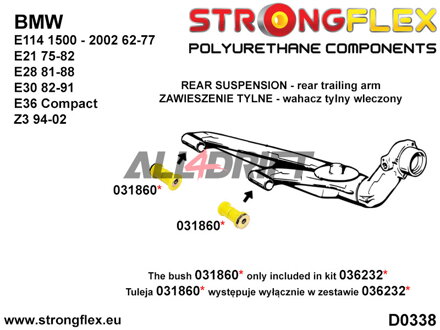 036134A Kit completo di boccole in poliuretano SPORT per assali BMW E3 / E9 / E12 / E24