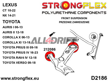 212086A Boccola Anteriore SPORT del Braccio Oscillante - Toyota X (06-13) E140 E150