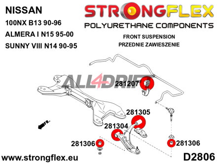 281207A Boccola barra stabilizzatrice anteriore SPORT - Nissan 100NX (90-96) B13