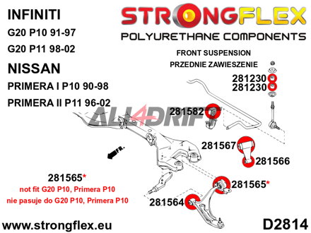 281564A Boccola Anteriore SPORT per Braccio Oscillante Inferiore Anteriore Infiniti / Nissan