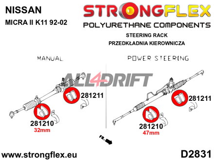 281211A Silentblock supporto sterzo SPORT - Nissan II (92-02) K11