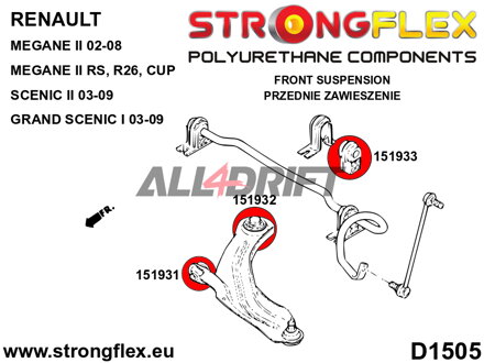 156084A Kit Boccole Sospensioni Anteriori SPORT - Renault II (03-09)