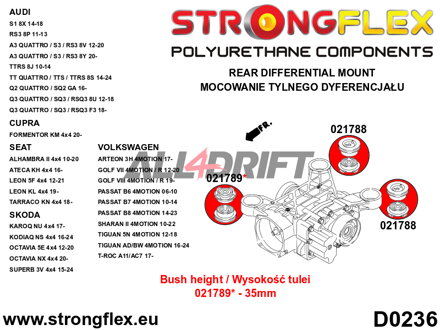 226240A Kit completo di rinforzi assale in poliuretano SPORT Audi A1