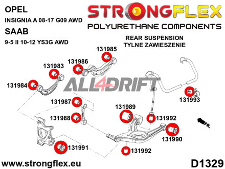 136237B Kit boccole assale anteriore e posteriore Opel / Saab