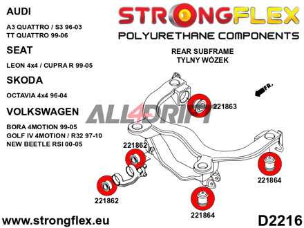 226242A Kit Boccole Telaietto Posteriore SPORT Audi / Seat / Škoda / VW