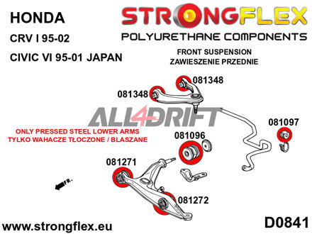 086097B Kit boccole assale anteriore Honda Civic / CR-V