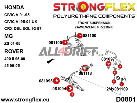 081094A Braccio oscillante anteriore - Boccola esterna SPORT - Acura III (93-01) DB6/7/8/9 / DC1/4