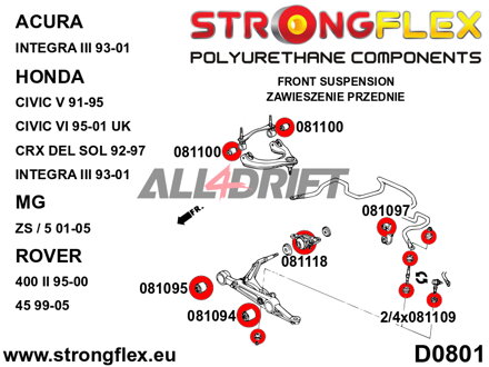 081109B Silent block fissaggio occhiello anteriore - Acura III (93-01) DB6/7/8/9 / DC1/4