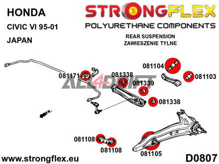081104A Boccola supporto braccio oscillante posteriore SPORT - Acura III (93-01) DB6/7/8/9 / DC1/4