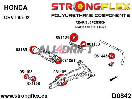 086244A: Kit completo boccole assale SPORT - Honda CR-V I (95-02) RD1 / RD2 / RD3