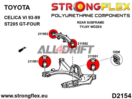 216271B: Kit boccole telaietto posteriore - Toyota ST205 GT-Four 4WD