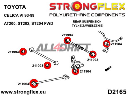 211964B Boccola braccio longitudinale posteriore - Toyota AT200 ST202 ST204 FWD