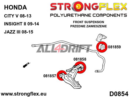 086246B Kit boccole assale anteriore e supporto assale posteriore Honda City / Insight / Jazz