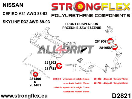 281788A Boccola anteriore del braccio inferiore per telaietto GT-R SPORT - Nissan R32 (89-94) AWD