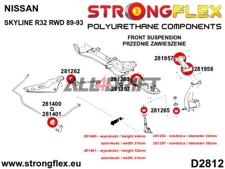 281958A Boccola inferiore SPORT del braccio oscillante anteriore superiore - Nissan II (90-96) Z32
