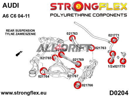 021764B: Rinforzo anteriore braccio oscillante inferiore posteriore - Audi C6 (04-11) Quattro & Allroad