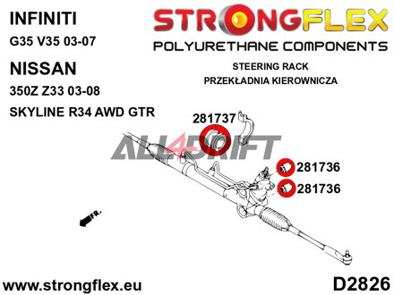 286204B Kompletní sada silentbloků náprav R33 R34 AWD - Nissan R33 (93-98) AWD
