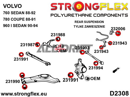 236211B Kit Boccole Assale Posteriore Volvo 760 / 780 / 960