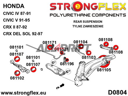 086022B Kit Boccole Assale Posteriore Honda Civic / CRX