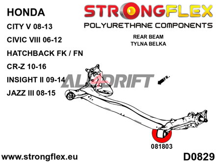 081803A: Silentblok zadní nápravnice (beam bush) SPORT - Honda VIII (06-12) Hatchback FK / FN