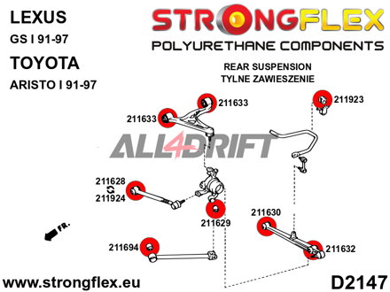 211694B Boccola Anteriore del Braccio Longitudinale Posteriore 46mm - Toyota III (91-00) Z30
