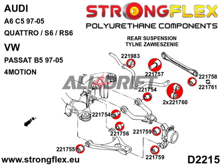 226208A Kit Boccole Assale Posteriore SPORT Audi / VW
