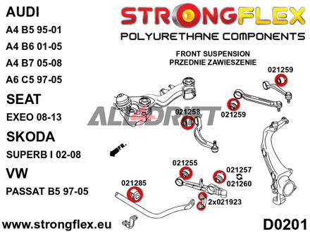 026281B Kit boccole assale anteriore e braccio longitudinale posteriore Audi / Škoda / VW