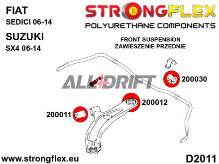206171A Sada silentbloků přední nápravy a zadní torzní tyče SPORT Fiat / Suzuki