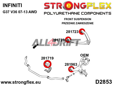 286201B Kit boccole assale anteriore Infiniti / Nissan