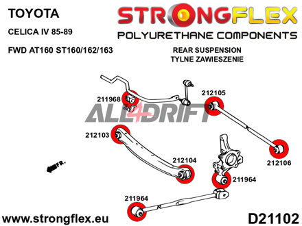 211964B Boccola braccio longitudinale posteriore - Toyota AT200 ST202 ST204 FWD