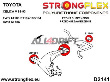 216263A: Kit boccole sospensioni complete SPORT - Toyota T180 (89-93)