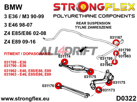 036046B Kit boccole assale posteriore BMW E36