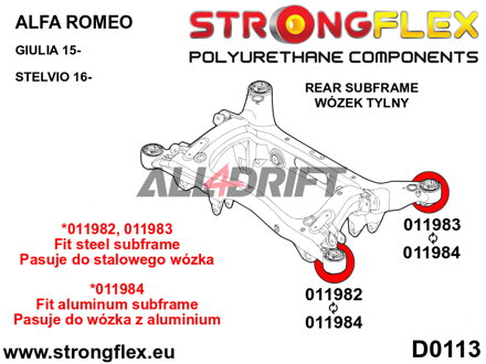 016257A: Kit boccole telaietto posteriore SPORT - Alfa Romeo Stelvio (16-)