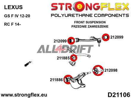 211885B Boccola anteriore barra stabilizzatrice - Lexus III (05-11) S190