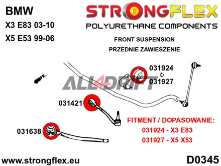 036247A Kit completo boccole in poliuretano per assali SPORT BMW X5 E53