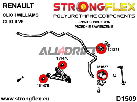 151637A Boccola esterna barra stabilizzatrice anteriore SPORT - Renault 19 (93-01)