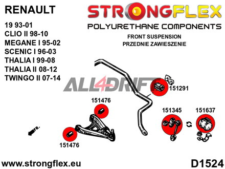 151476A Silentblock SPORT del braccio oscillante inferiore anteriore - Renault 19 (93-01)